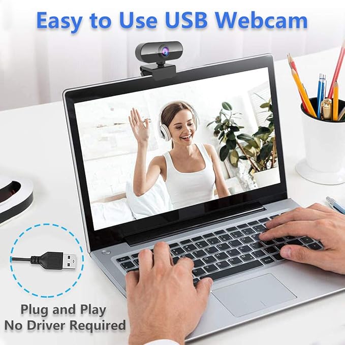 Webcam for pc with Microphone,Full Hd 1080P Streaming Web Cam for Mac Laptop, USB External Computer Camera for Desktop,Best Cheap Face Cam for Video Conference,Zoom,Gaming YouTube Microsoft
