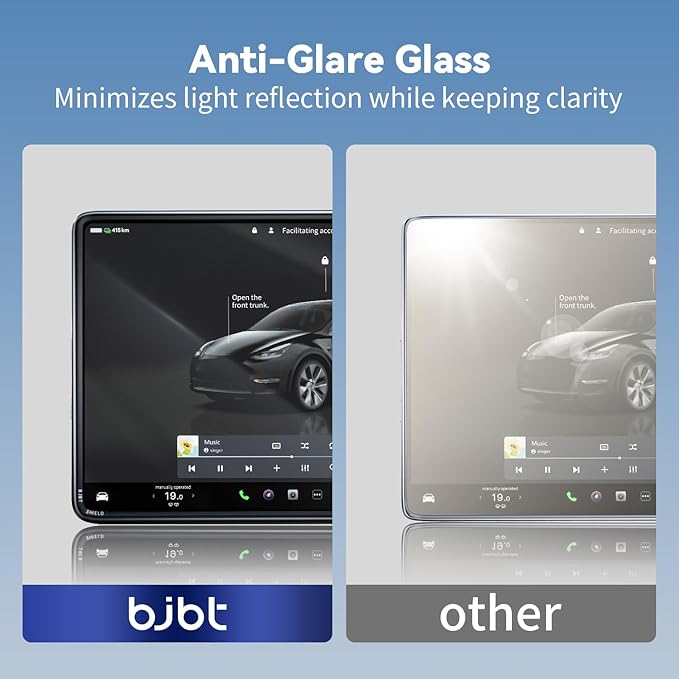 Tesla Model 3 Screen Protector for Tesla Model Y (2021-2024) & Model 3 (2021-2023) 15 Inch, No Bubble Tempered Glass Case with Protective Frame, HD & 9H Anti-Scratch, Black