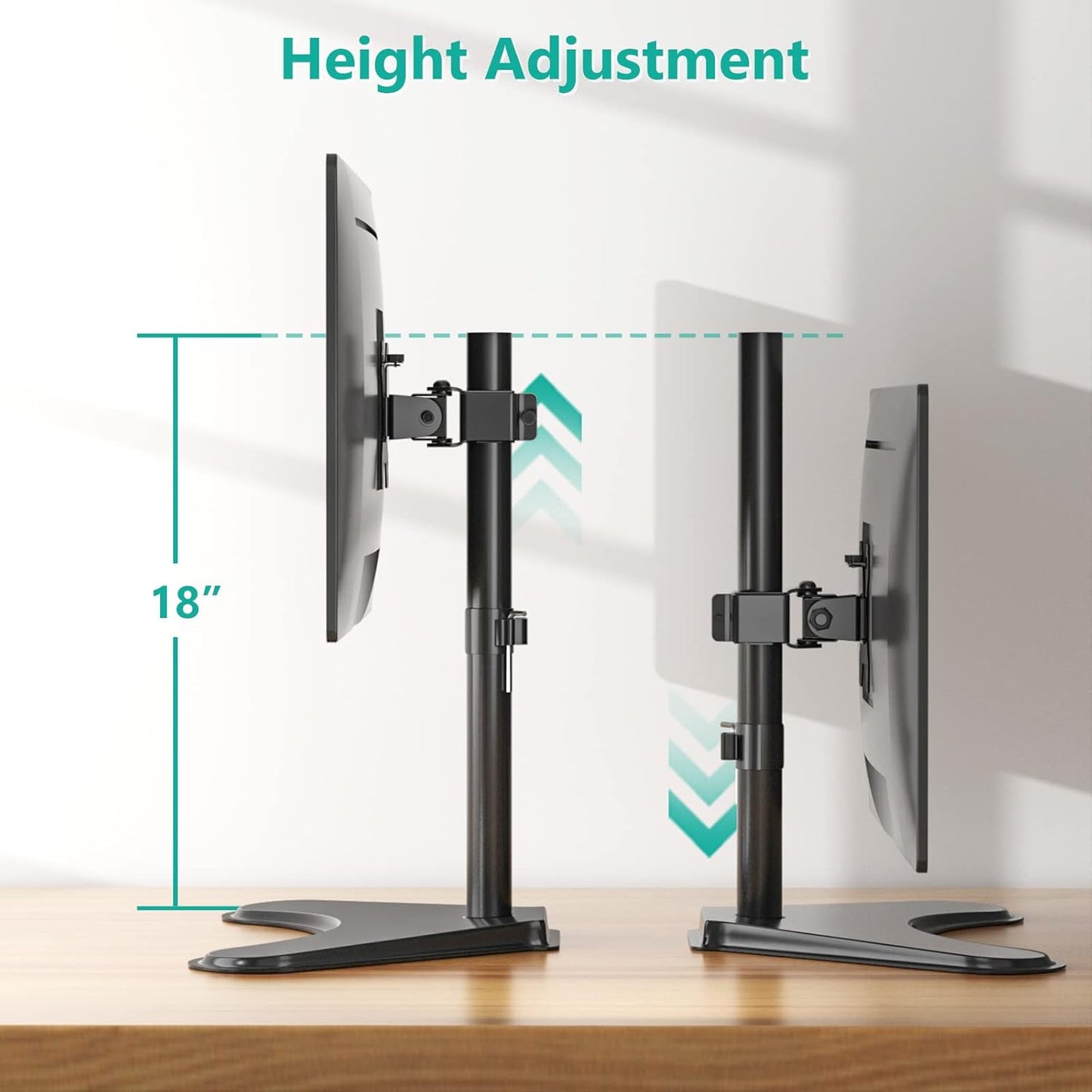 WALI Single Monitor Stand for 13-32 Inch Computer Screens, Freestanding Single Monitors Arm Desk Mount, Universal VESA Monitor Mount 75x75/100x100mm, Adjustable Height and Angle, (MF001), Black