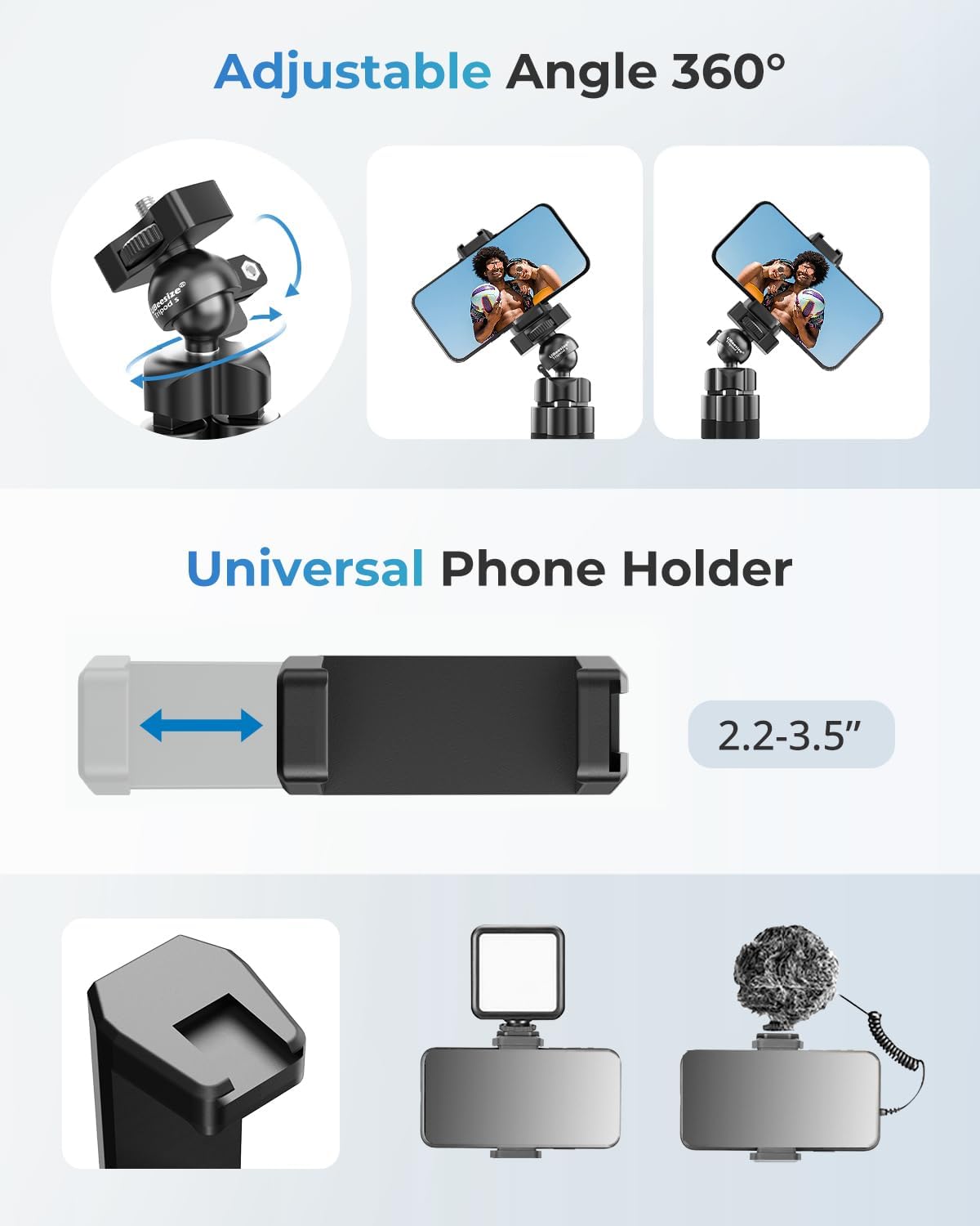 UBeesize Phone Tripod Pro S, Premium Flexible Phone Tripod with Wireless Remote, Mini Tripod Stand for Camera GoPro/Mobile (Upgraded), Black