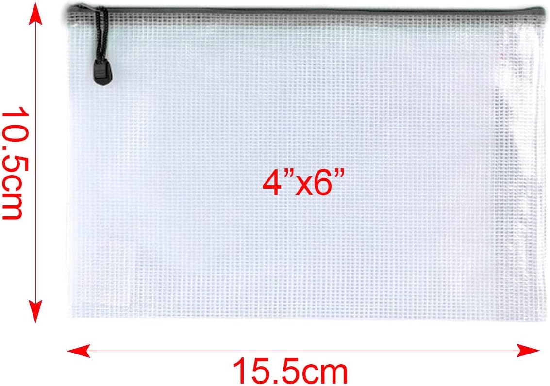 Plastic Mesh Zipper Pouch Document Folders Bag Zip File Bags for Organizing,Office Supplies, Board Game Organization,Home Storage-15 Pcs (Black, 4"x 6")