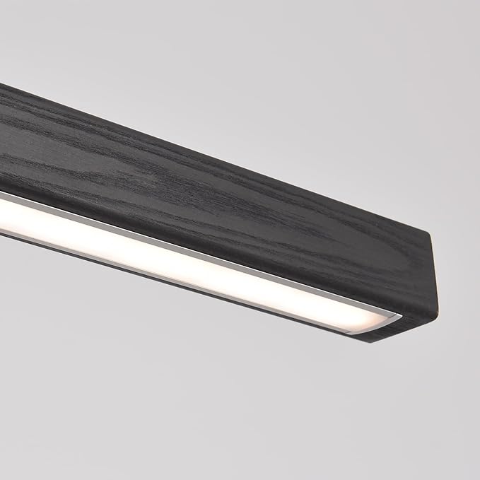 71" Black Linear Pendant Light Wooden Led Linear Pendant Light Fixtures Ceiling Hanging Dimmable Pendant Lights for Dining Room Kitchen Island Pool Table Lights Black Wood Finish