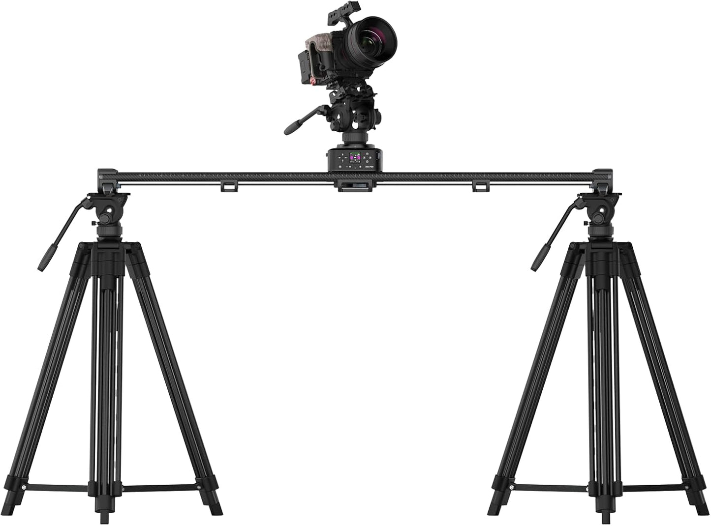 Zeapon AXIS 120 (2-axis) Multi-axis Motorized Camera Slider, 47''/120cm DSLR Dolly Carbon Fiber Electric Track, LCD Screen APP Control, Pan Head for 360° Panoramic Time-Lapse Follow Focus