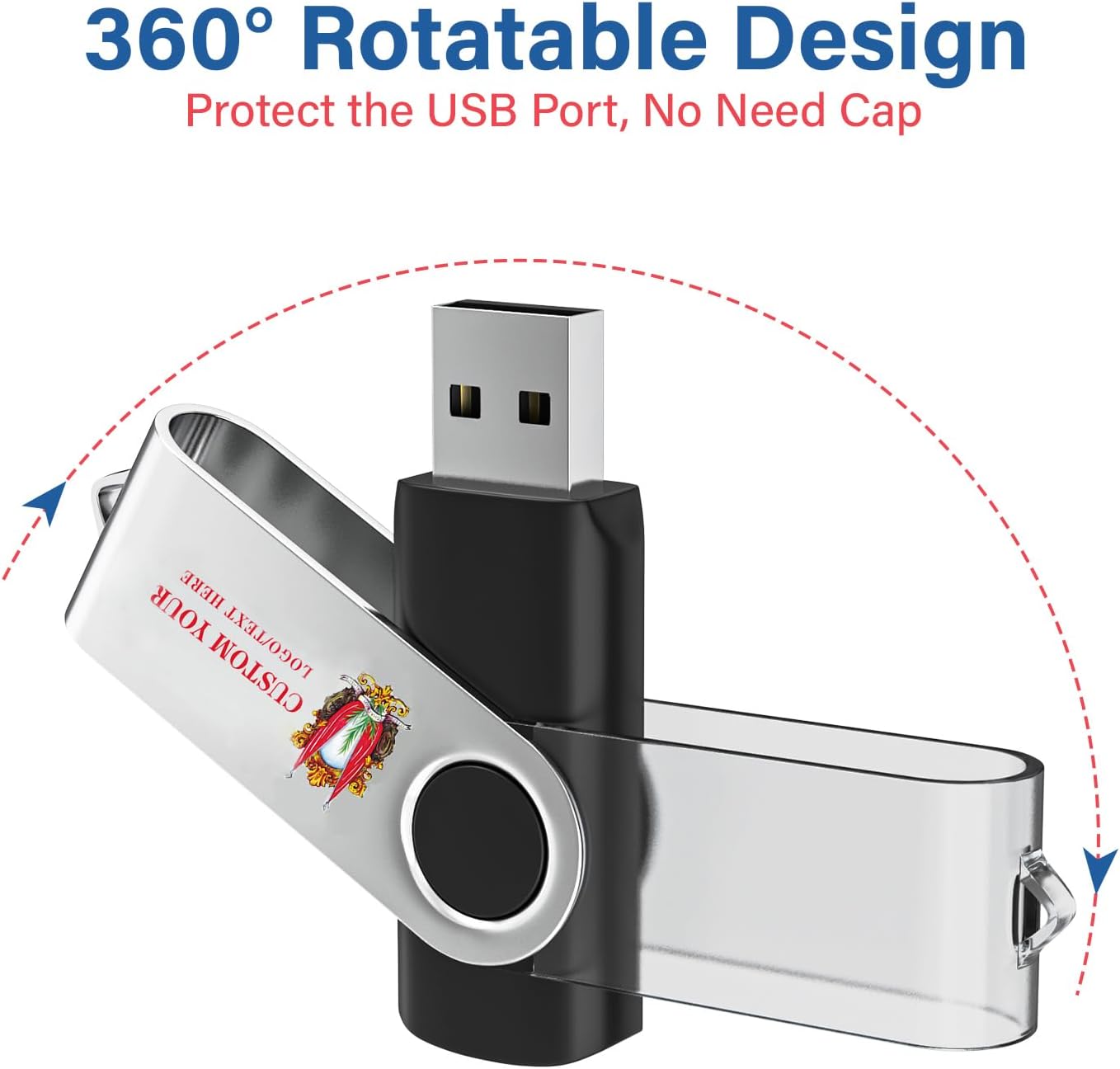 Personalized Flash Drives 128GB, Wooolken Customizable USB 2.0 Thumb Drives 10/20/50/100 Pack, Logo Memory Stick Custom Flash Drive Engraved Logo (Mixcolors)