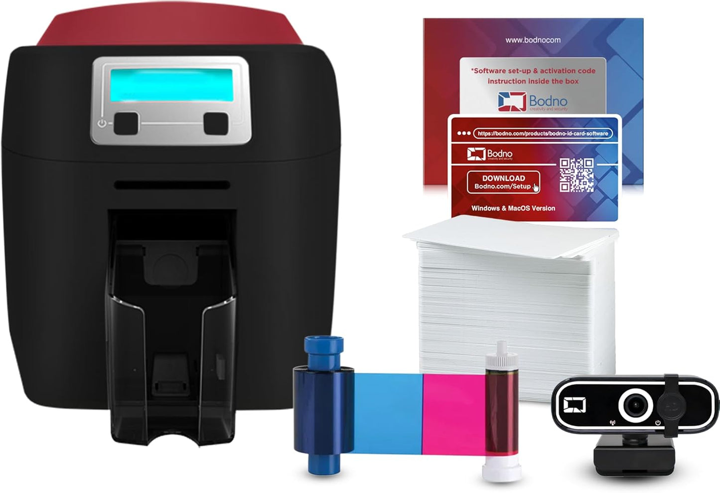 Bodno Magicard 400X Dual Sided ID Card Printer & Complete Supplies Package ID Software - Bronze Edition
