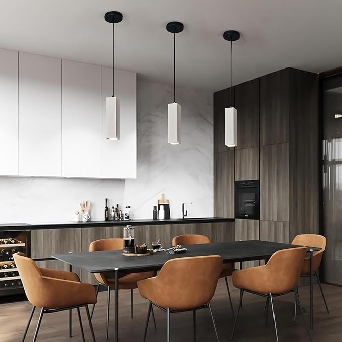 Concrete Linear Pendant Light,LED Industrial Hanging Cement Pendant Lighting Fixture for Kitchen Island Dinning Room Bedroom Bedside Table Small Pendant Lights