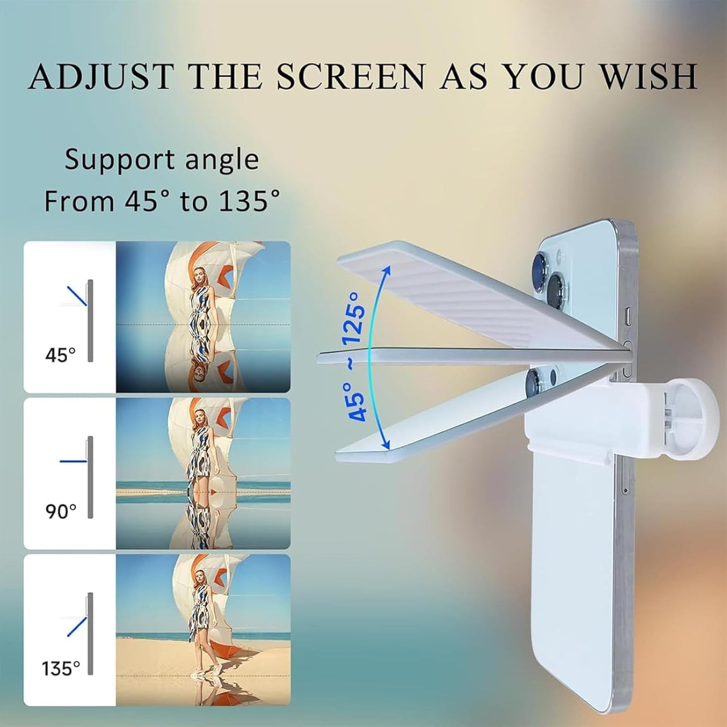 Mirror Effect Lens - Capture Stunning Reflections Instantly, Smartphone Camera Mirror Reflection Clip Kit, Adjustable HD Glass Smartphone Photography Flip Mirror, for Travel Photography (White)