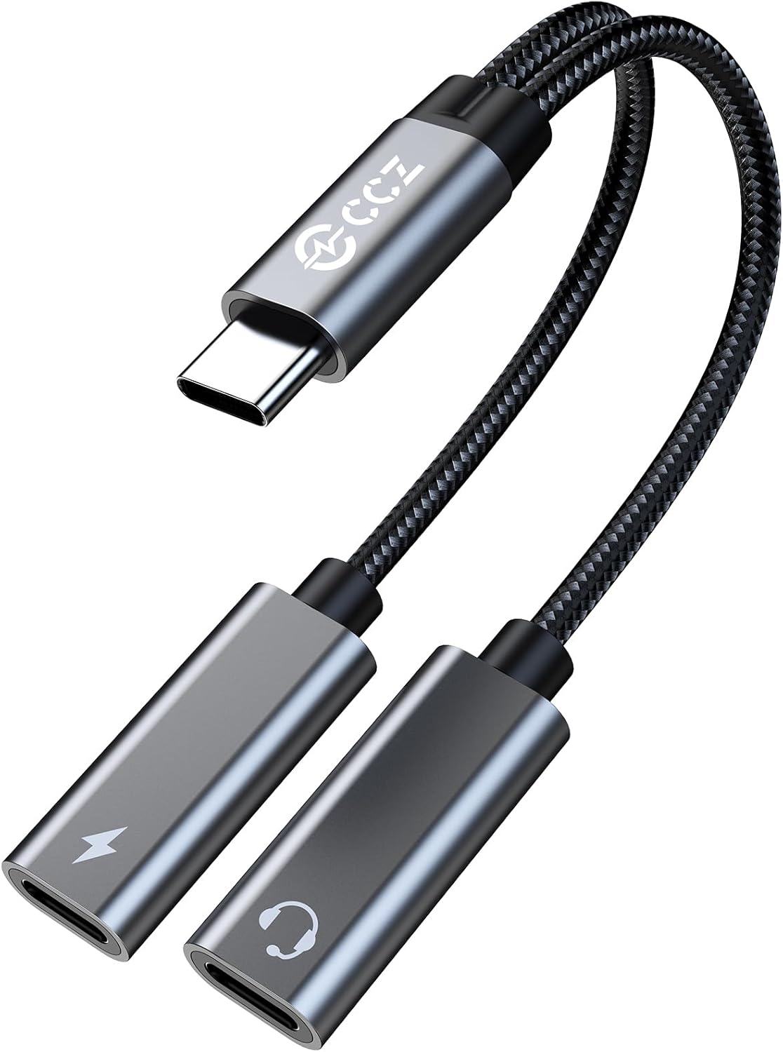 USB C Headphone Splitter,CCZ CA01 USB C to Type C Headphone Jack and Charger Adapter, 1 in 2 Out Dongle Hi-Res DAC Audio Cable with PD 60W Fast Charging for Samsung Galaxy S25 S24 S23 S22 (USBC-USBC)