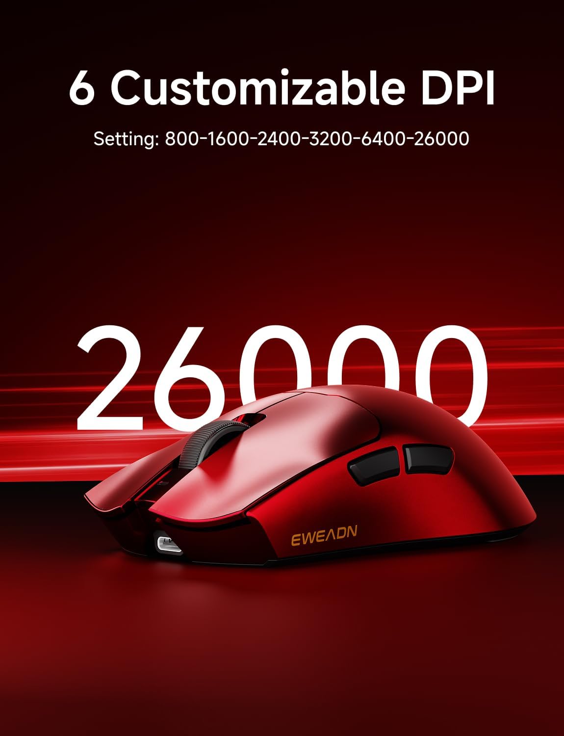 S9 Pro Wireless Gaming Mouse, 59G Ergonomic Computer Mouse, Triple Modes, 8K Polling, 26K DPI, PAW3395 Optical Sensor, Kailh Switch, 250h Battery Life, Programmable for PC/Win/Mac(Red)