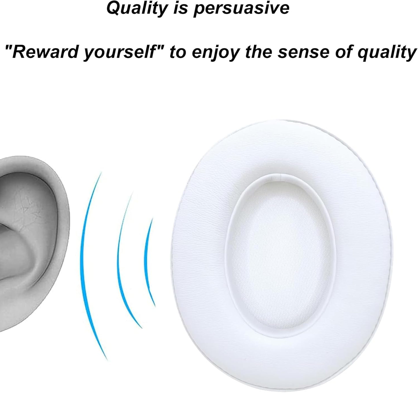 Replacement Ear Pads Cushions for Beats Studio（B0501、B0500），Beats Studio 2 & Studio 3 Wired & Wireless Headphones, Earpads with Soft Protein Leather, Noise Isolation Memory Foam - White