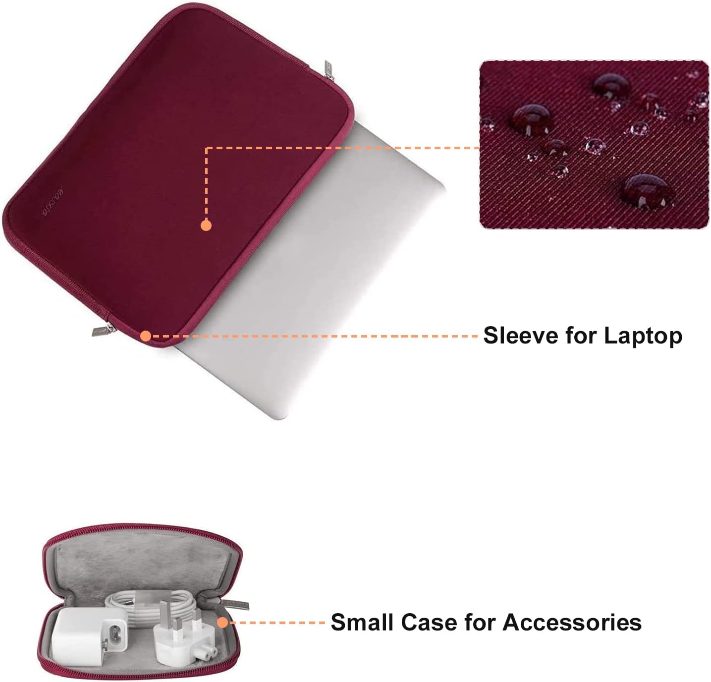 MOSISO Laptop Case 15 inch, 15 inch Laptop Sleeve Bag Compatible with MacBook Air 15 M4 A3241 M3 A3114 M2 A2941 2025 2024 2023, Dell XPS 15, Neoprene Computer Sleeve Bag with Small Case, Wine Red