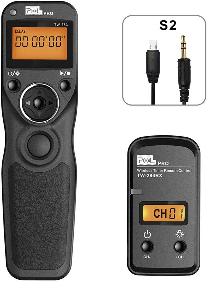 Wireless Remote Shutter Compatible for Sony PIXEL TW-283 S2 Wired Timer Remote Control Compatible for Sony A99II, A77II, A58, A68, A7, A7II, A7R, A7RII, A7S, A7SII, A3000, A5100, A5000 A6000