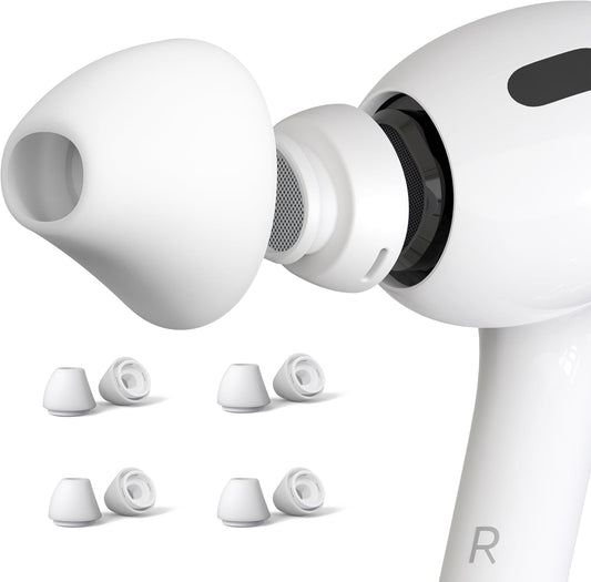 4 Pairs Ear Tips for AirPods Pro 1 & 2 [Relief Pain] [Fit in Case] Noise Cancellation Add Grip Sport Earbuds [US Patent Registered] (Medium)