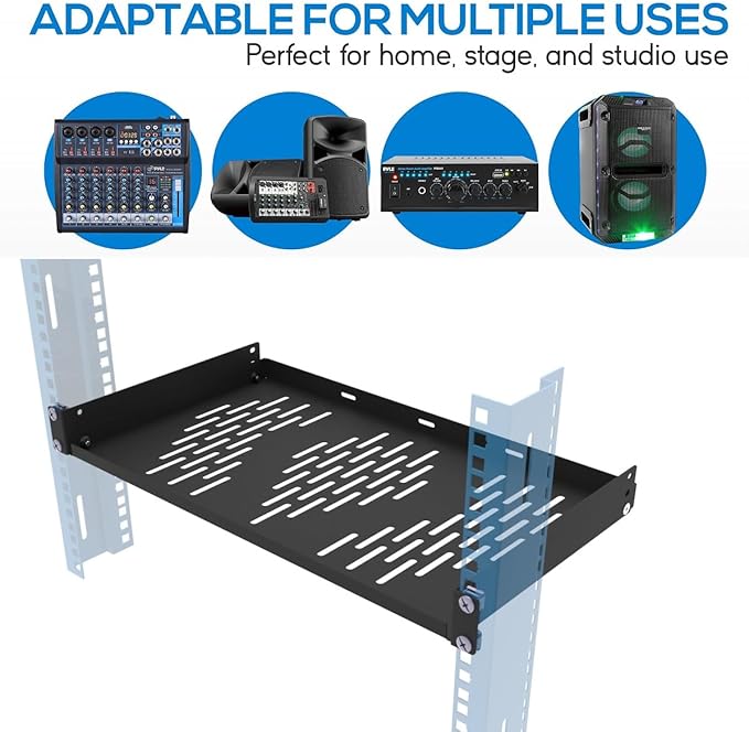 Beiyier 1U Universal Rack Shelf, 10" Deep Vented Cantilever Tray, for 19” Network Equipment Rack & Cabinet (1PCS, Black)