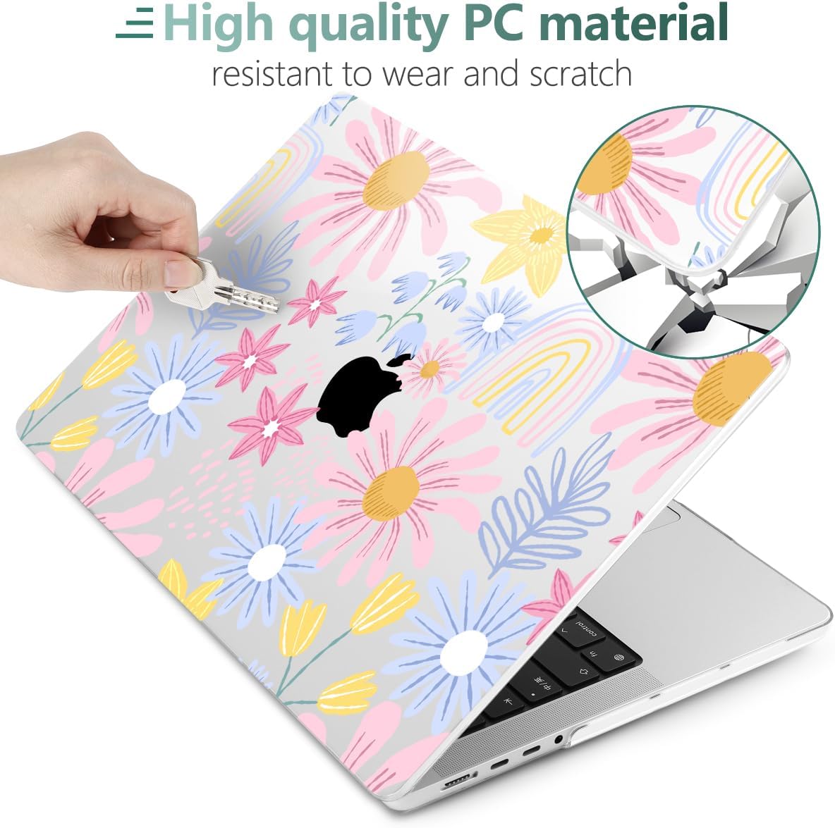 DONGKE for M4 MacBook Pro 16 Inch Case 2024 2023 2021 A3403 A3186 M3 A2991 M2 A2780 M1 A2485 Pro/Max Chip, Plastic Hard Shell Case & Keyboard Cover for Mac Pro 16 with Touch ID, Florals