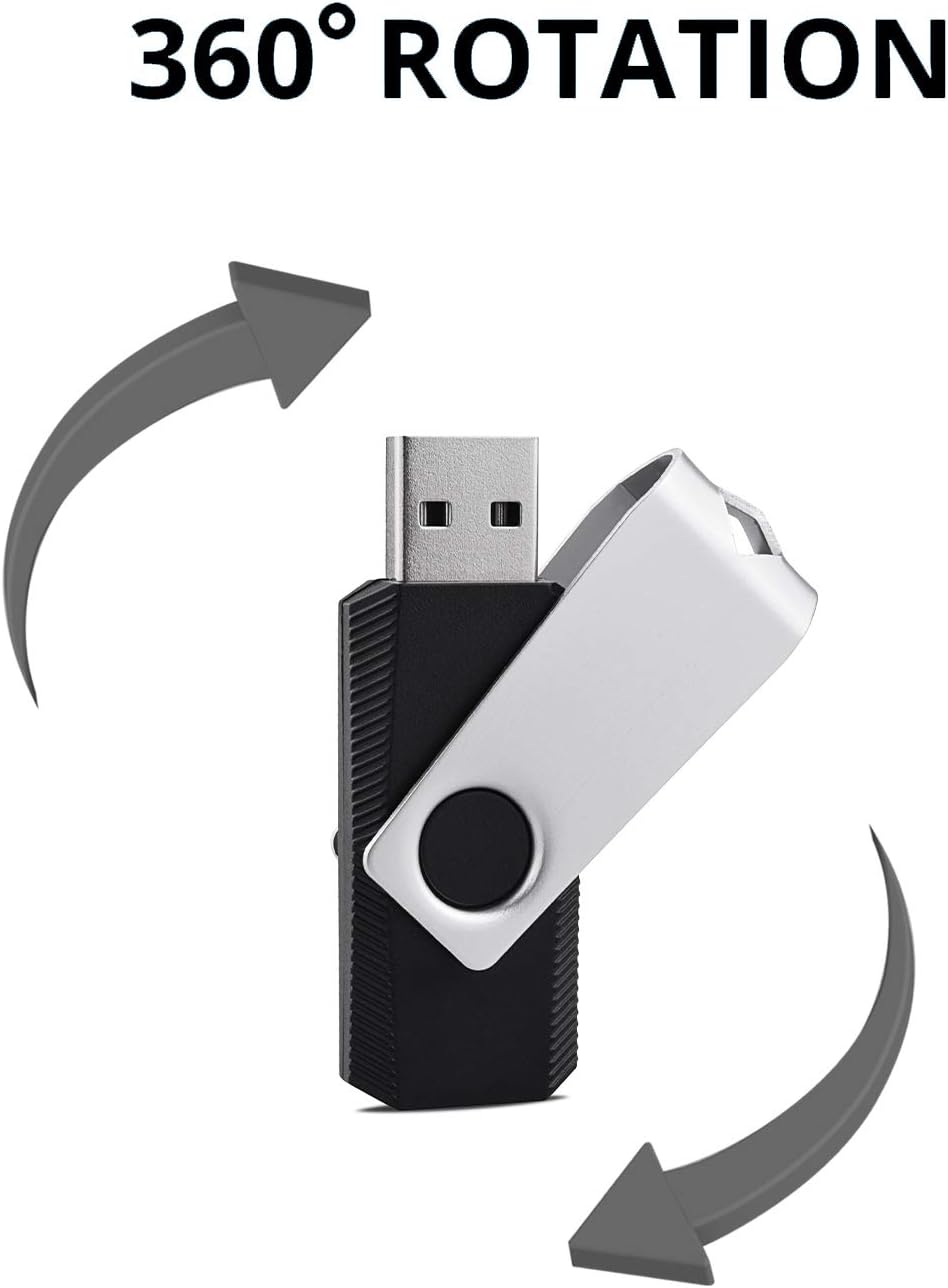 KEXIN 10 Pack 32GB USB Flash Drive Bulk Flash Drive Thumb Drive Memory Stick USB 2.0 Flash Drive Swivel Drive Black (32 GB, Black 10 Pack)