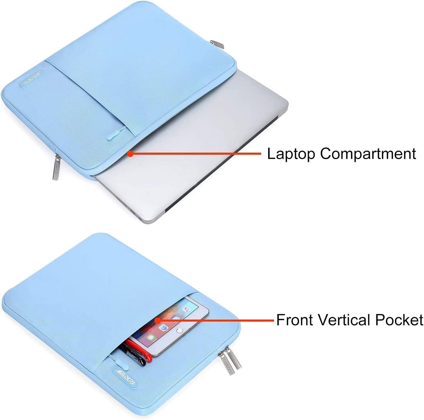 MOSISO Laptop Case 13 inch, 13 inch Laptop Sleeve Compatible with MacBook Air M4 M3 M2 M1 2025-2018 / Pro M2 M1 2025-2016, Polyester Vertical Computer Sleeve Bag with Pocket, Air Blue