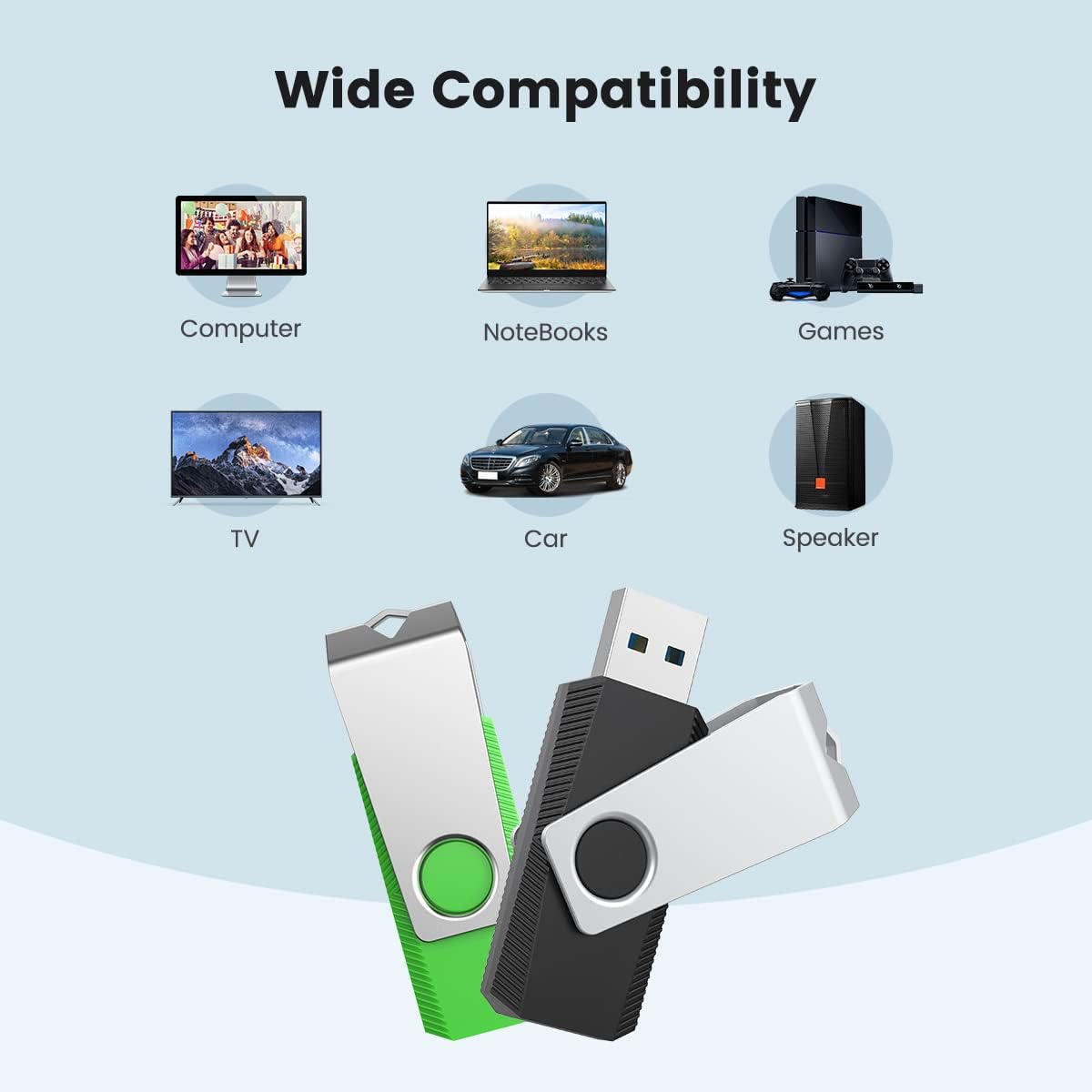 Aiibe 32GB Flash Drive 10 Pack 32GB USB 3.0 Flash Drive Thumb Drives USB Drive 32 GB Jump Drives Memory Stick (10 Pack, 5 Mixed Colors: Black Red Cyan Green Purple)