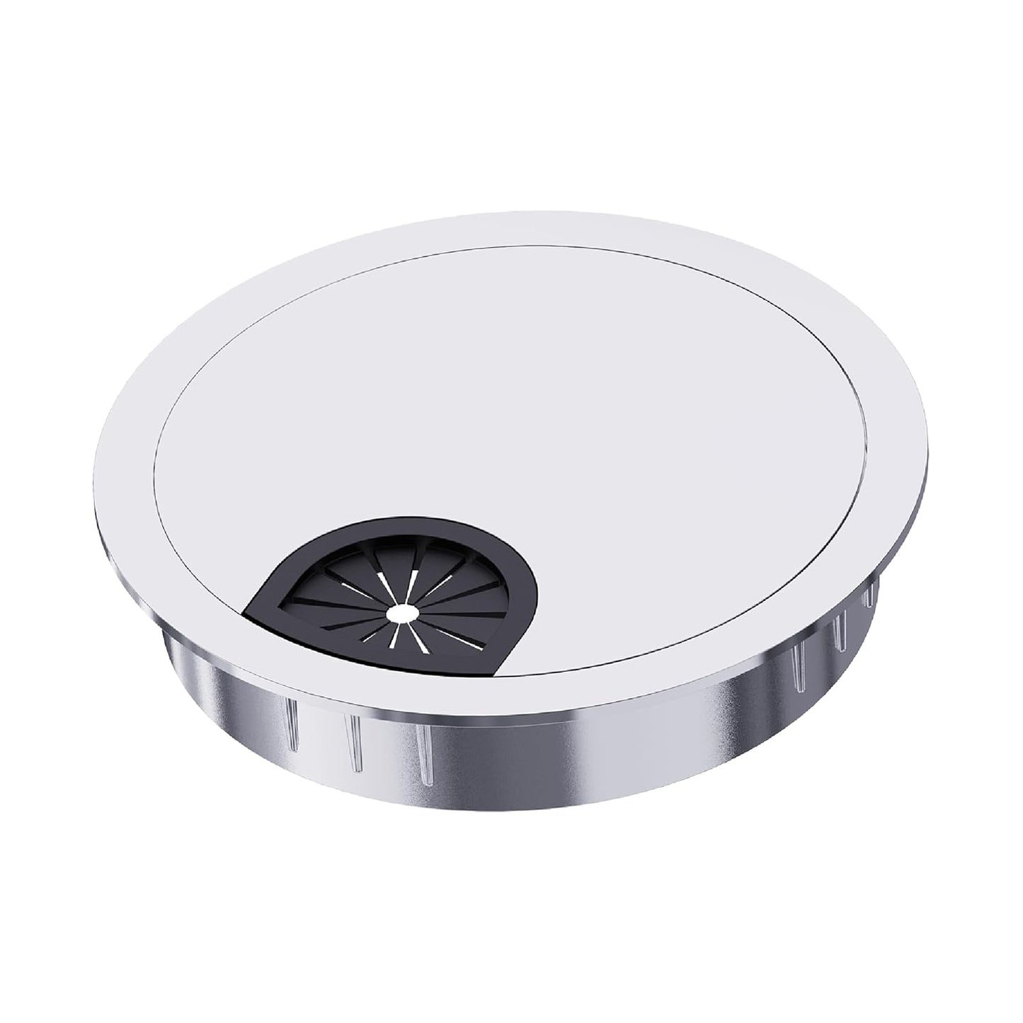 Desk Grommet 2-1/8 Inch 53mm, Zinc Alloy Computer Desk Wire Hole Cover, Office Desktop Cord Cable Hole Metal Ring, Bright Silver