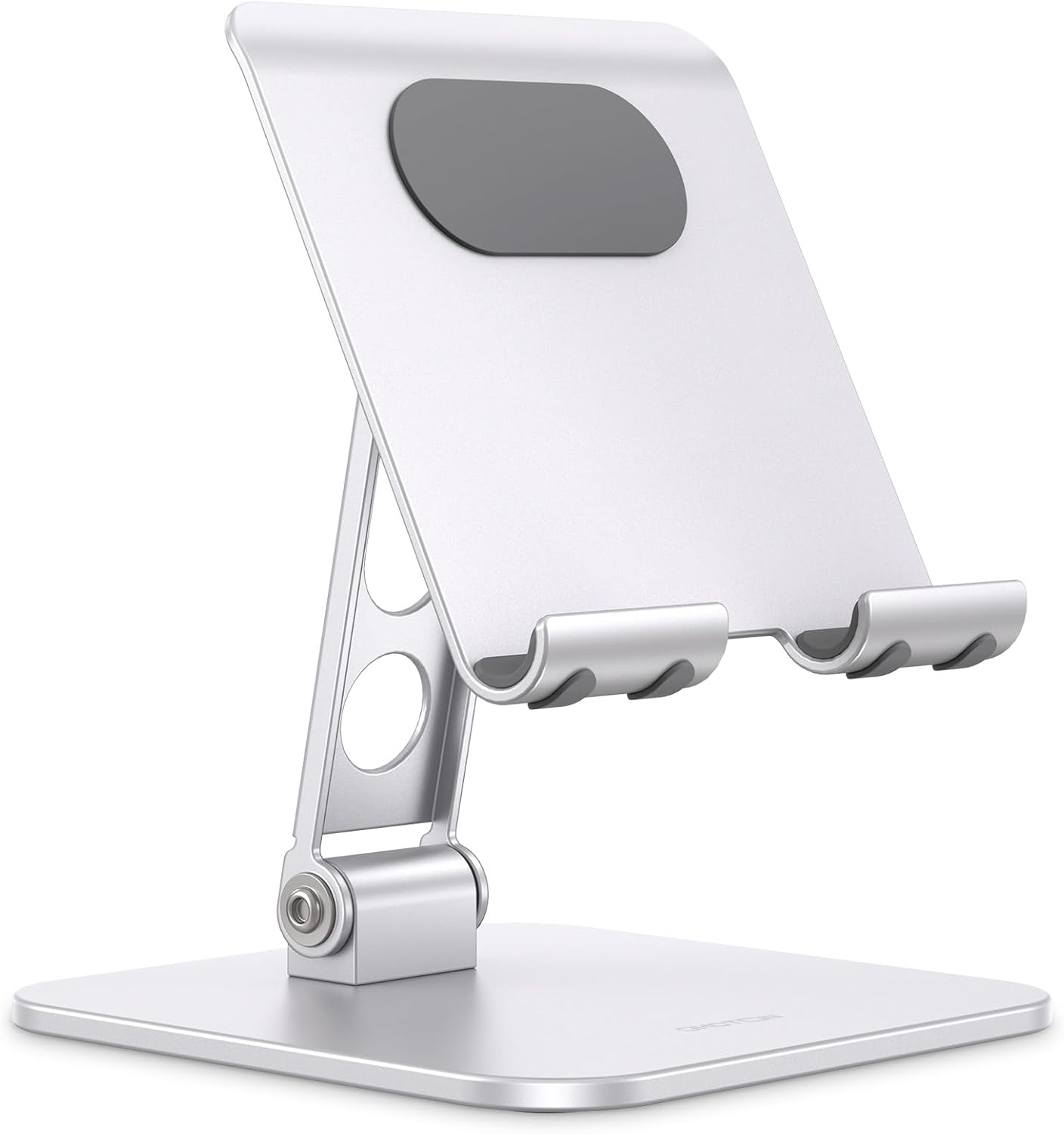 OMOTON Upgraded Adjustable Tablet Stand Holder, Heavy Duty Foldable Portable Monitor Stand, Travel Essentials for iPad Pro/Air/Mini, Surface Pro, Portable Monitor 4.7''-15.6', Silver