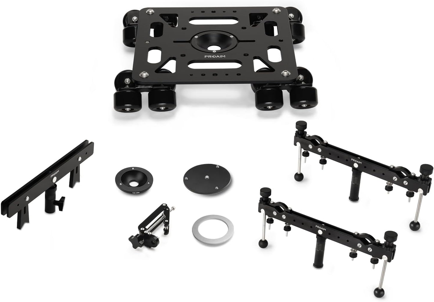 PROAIM Breeza Video/Film Solid Camera Dolly Slider with Track End. Adapts Mitchell, Flat, 75mm & 100mm Camera Heads & Light Cranes. Overslung/Underslung Operations - Hi-hat/Low-hat Mode (DL-BRZA-01)
