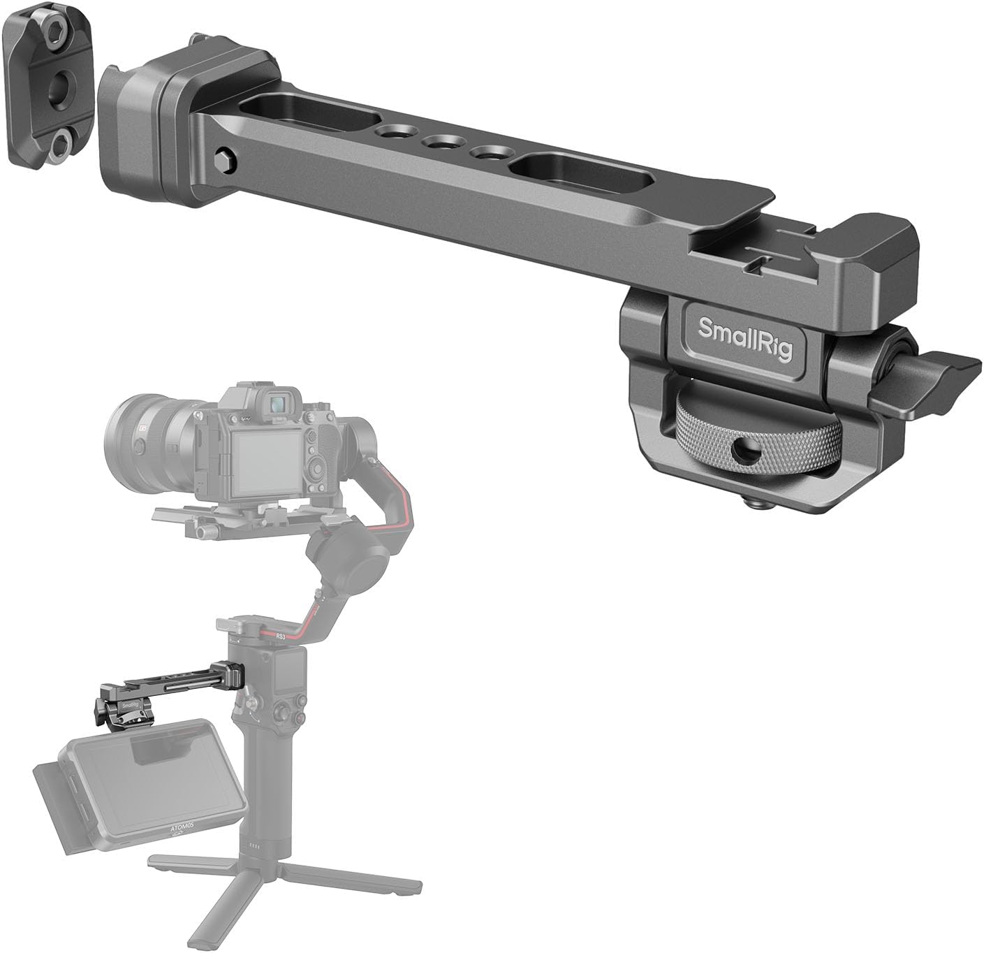 SMALLRIG HawkLock Quick Release Adjustable Camera Monitor Mount, NATO Rail and Cold Shoe, Tilt 165° Adjustable, for DJI RS 4 Mini/RS 4 Pro/RS 4 /RS 3 Mini/RS 3 Pro/RS 3 /RSC 2 /RS 2 Stabilizers