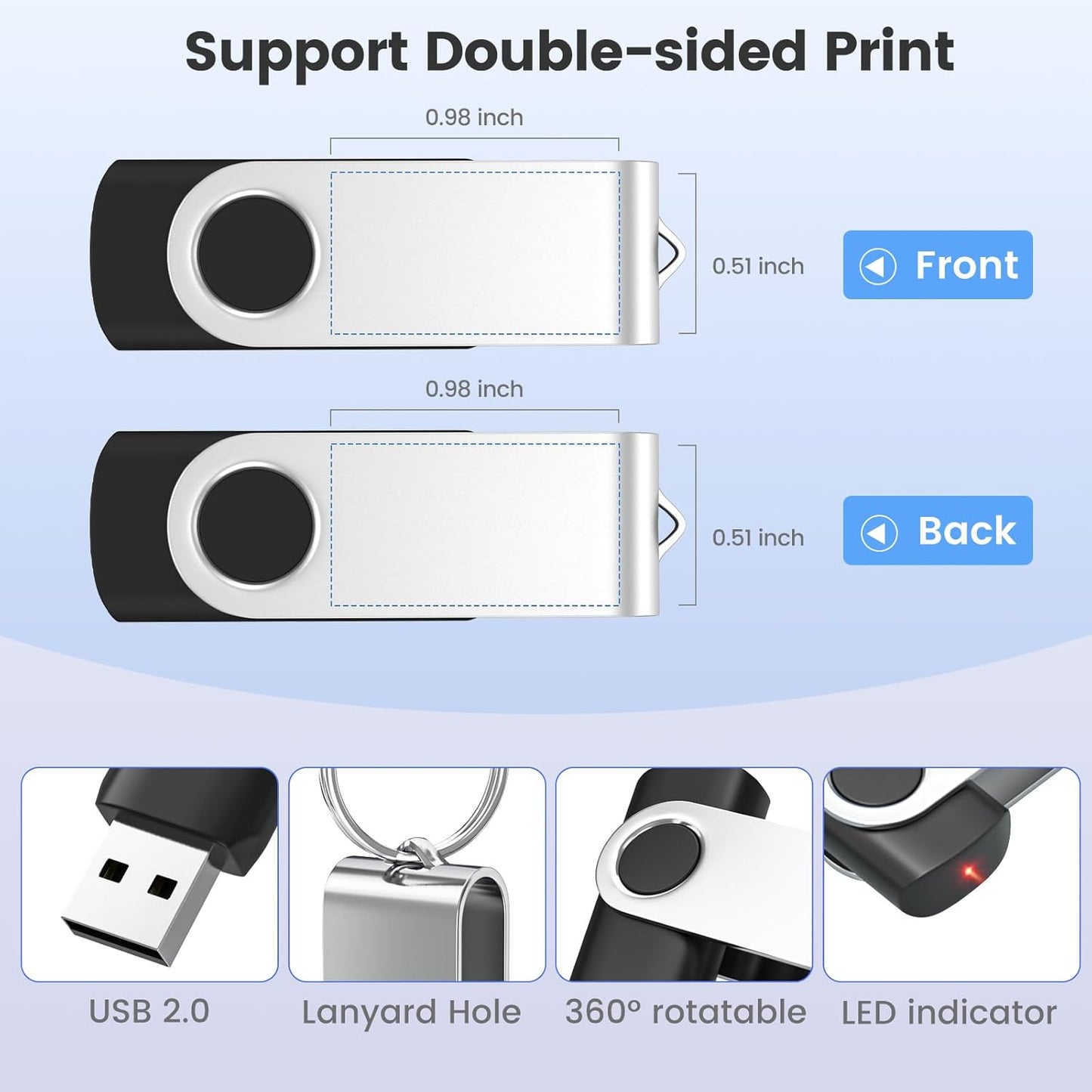 ABLAZE Personalized USB 32GB Flash Drive 10 Pack, USB 2.0 Custom Thumb Drives Personalized Pendrive Memory Stick (Mixcolors)