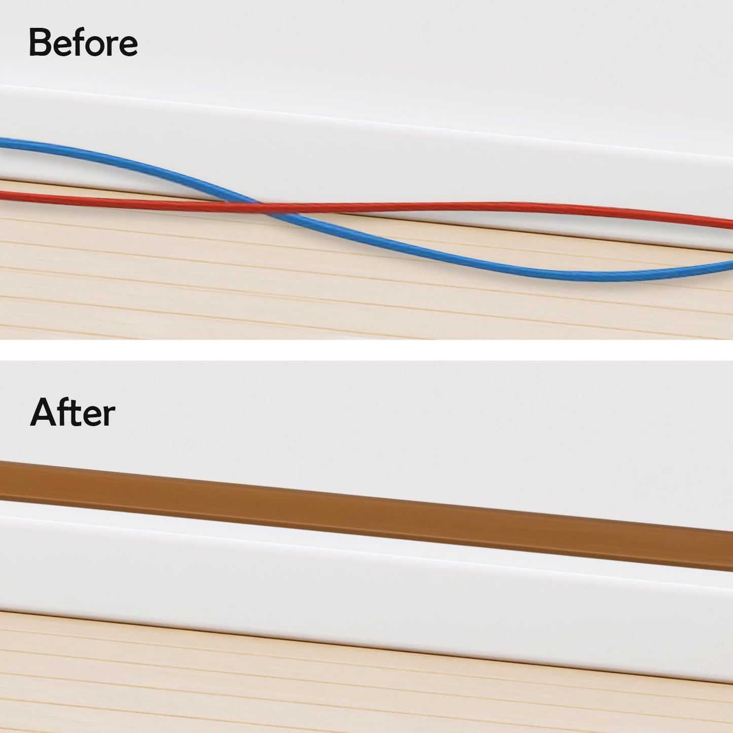Rubber Bond TV Cord Hider Cable Protector - Strong Self Adhesive Wall Cord Cover Cable Hider - Low Profile Cable Management Wall Cord Concealer Cable Raceway (Brown, 10 Feet)
