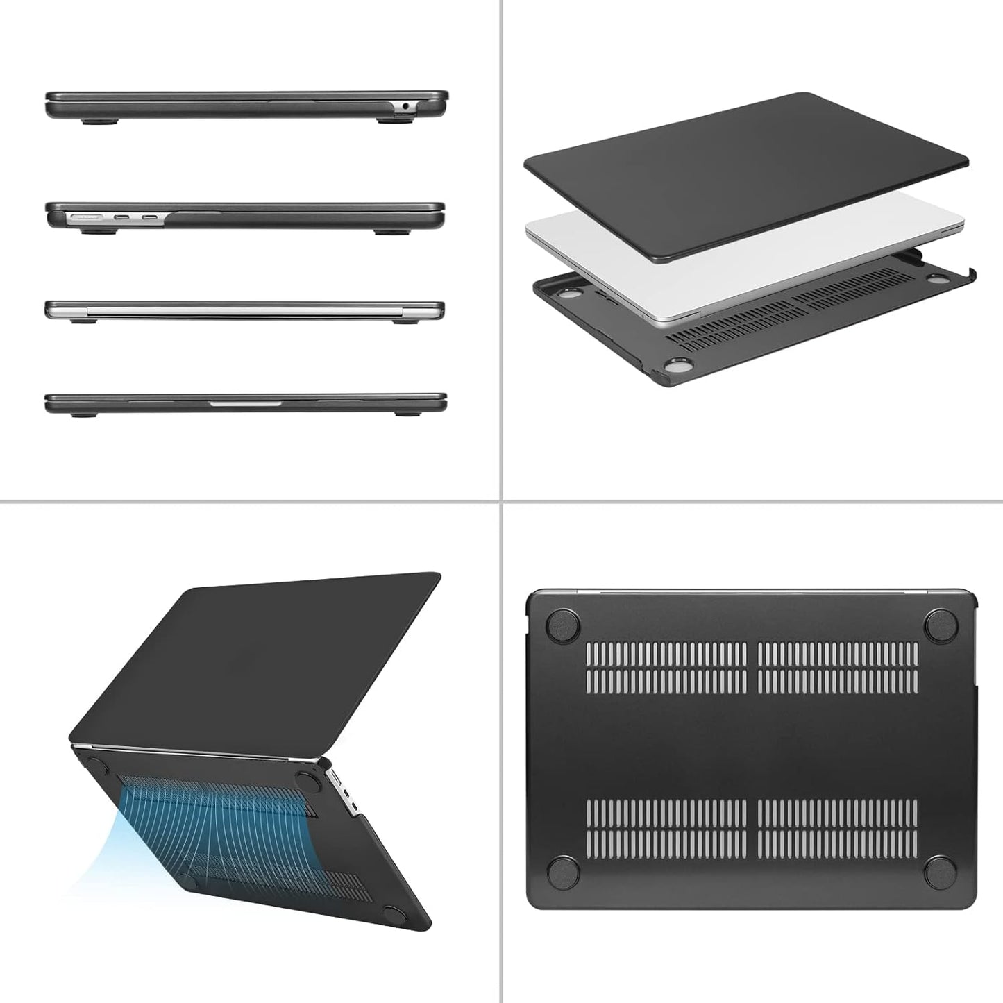 MOSISO Compatible with MacBook Air 13 inch Case 2025 2024 2023 2022 M4 A3240 M3 A3113 M2 A2681, Plastic Hard Shell&Keyboard Cover&Screen Film&Type C for MacBook Air 13.6 inch Case, Slate Gray