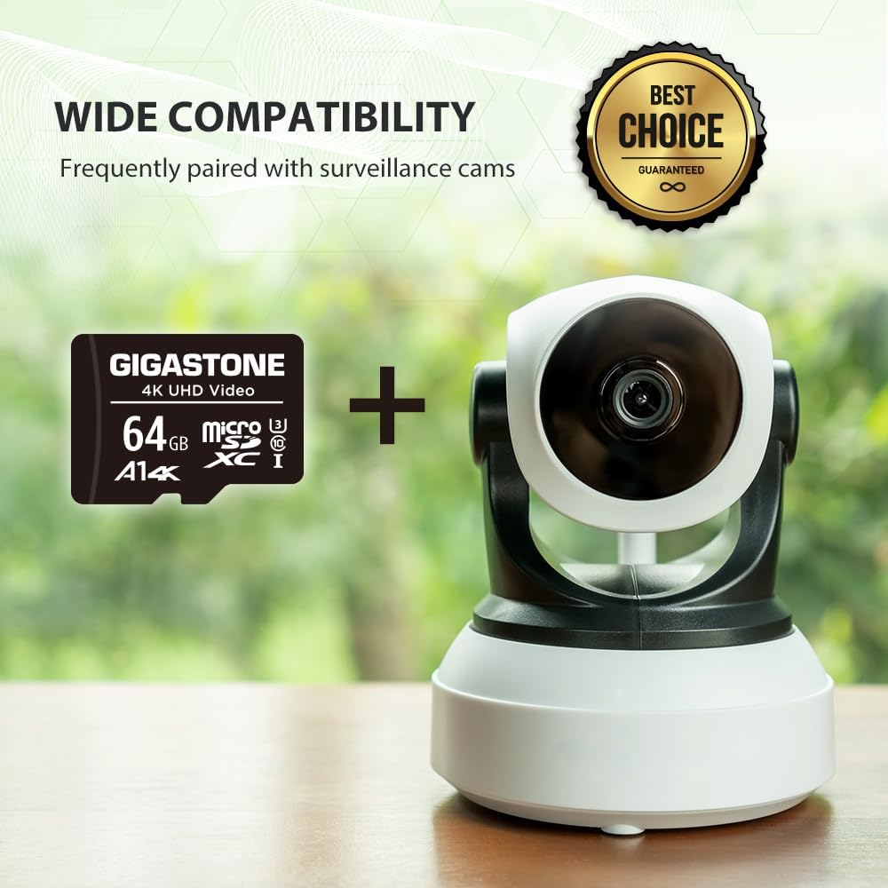 GIGASTONE 64GB Micro SD Card 10-Pack, A1 V30 4K Video Recording, Surveillance Security Cam Action Camera Drone Professional, 90MB/s Micro SDXC UHS-I Class 10