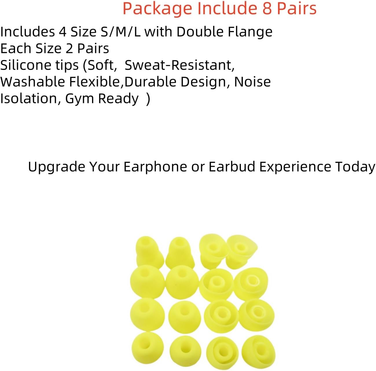 Replacement Ear Tips for Beats Urbeats2.0 Tour2.0 ibeats Beats x, Beats Flex Secure Fit for Powerbeats Pro Silicone Earbuds Washable Sweat-Resistant Noise Isolation 8 Pairs (Volt Yellow)