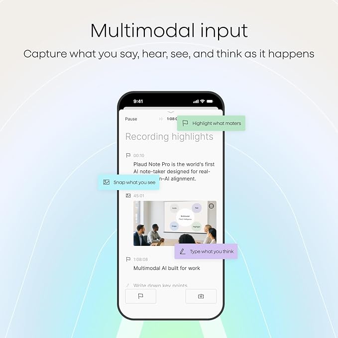 Plaud NotePin Voice Recorder, AI Voice Recorder, App Control, AI Notetaker, AI Transcribe & Summarize, Support 112 Languages, 64GB Memory, Audio Recorder for Lectures, Meetings, Cosmic Gray