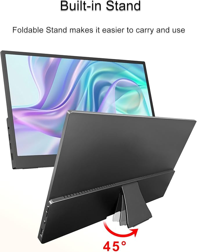 Portable Monitor Touchscreen 14.1'' Ultra-Thin Lightweight 1920x1080P Built-in Speakers 100% sRGB 10-Point Touch Type-C/Standard HDMI Compatible with PS4/PS5/PC/Mac and Other Devices