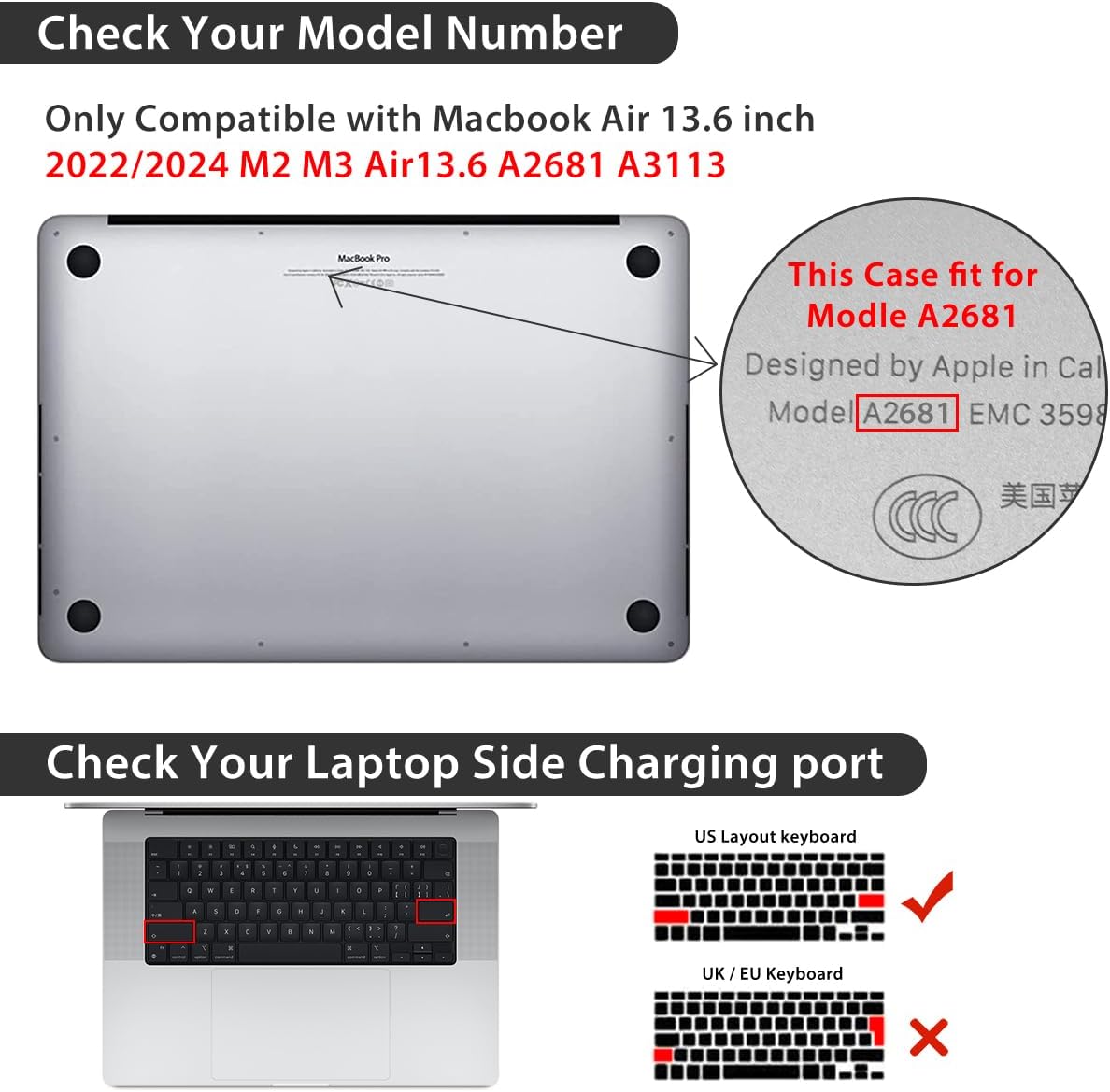 Compatible with MacBook Air 13.6 inch Case 2025 2024 2023 2022 Release M4 A3240 M3 A3113 M2 A2681 with Touch ID, Plastic Hard Shell Case&Keyboard Cover&Screen Film&Webcam Cover, Line Flower
