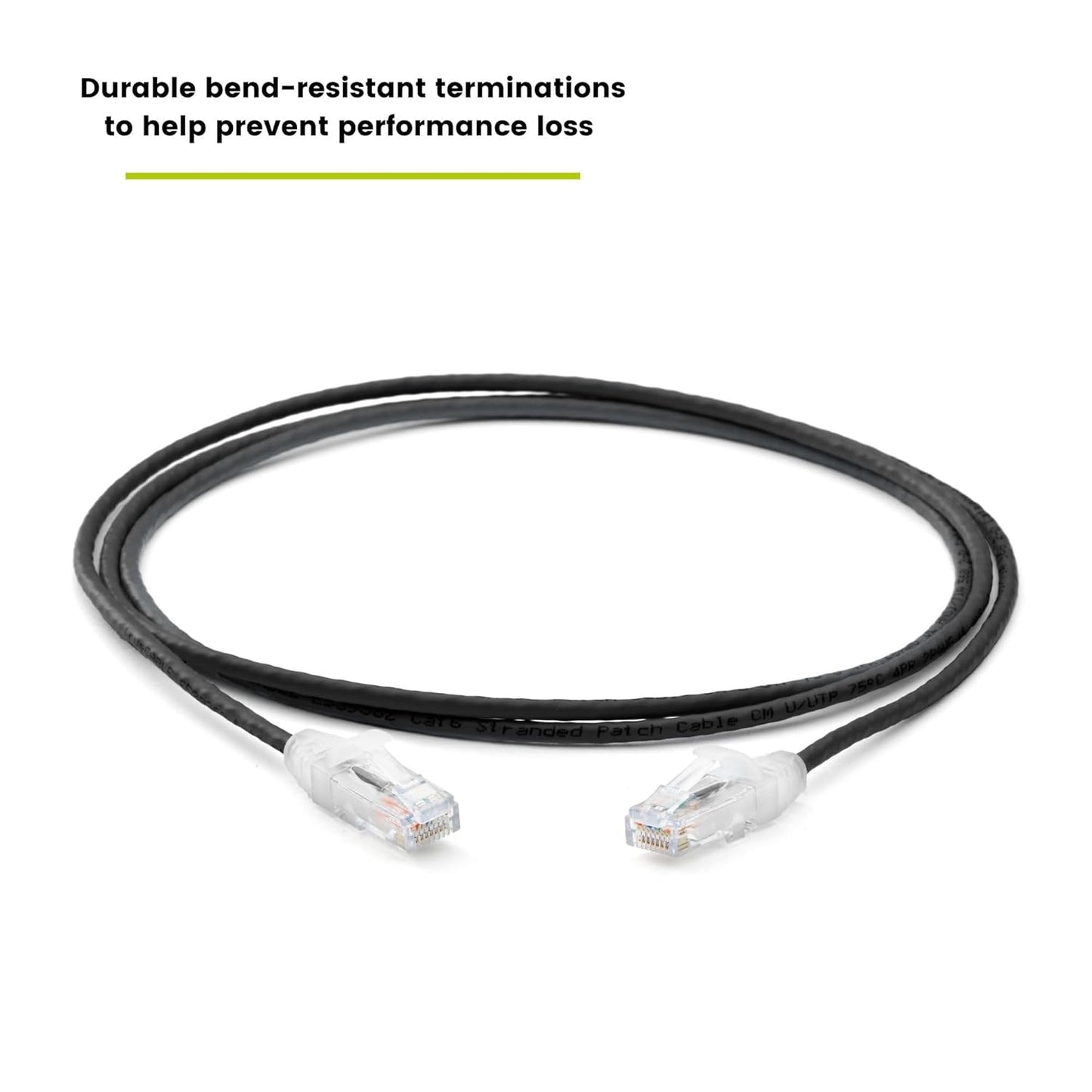 TRUECABLE Cat6 Component Rated Patch Cable, Unshielded (U/UTP), 5ft, Black, 28AWG Solid Copper, Snagless 10G High-Speed Ethernet Cable, PoE++ 4PPoE 100W, UL Listed, RoHS-3, 1 Pack