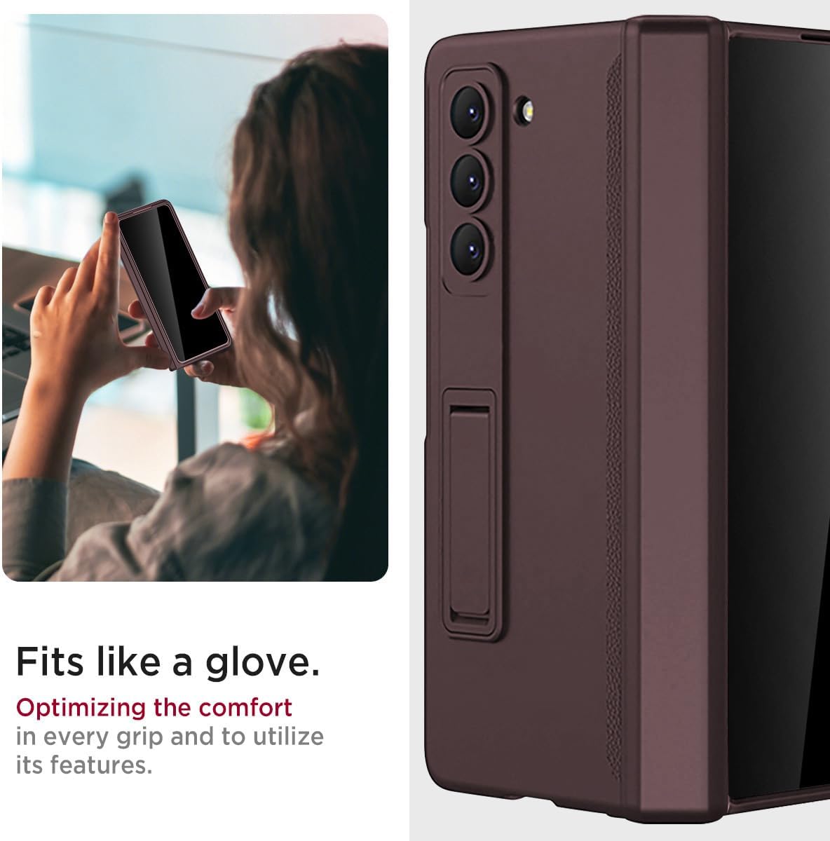 Miimall for Fold 6 Case with Privacy Screen Protector, Z Fold 6 Phone Case Stand, Heavy Duty, Full-Body Magnetic Hinge Protection Shockproof All-Inclusive Cases for Galaxy Z Fold 6 Wine Red