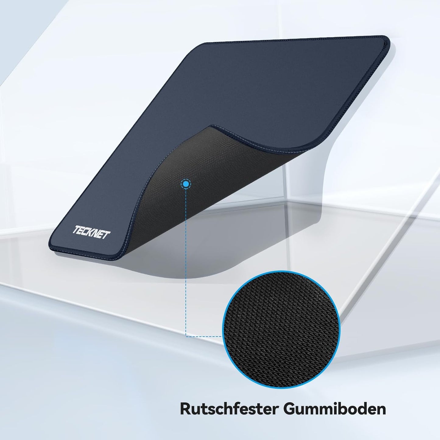 TECKNET Mouse Pad with Anti-fray Stitchin, Waterproof Surface & Non-Slip Rubber Base with Stitched Edges Gaming Mouse Mat for Laptop，Compatible with Laser and Optical Mice
