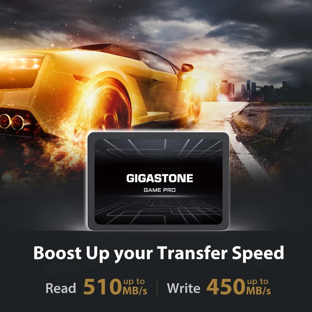 Gigastone SATA SSD 128GB (2-Pack) 2.5 inch SSD 510MB/s Upgrade Laptop PC Memory and Storage PS4 HDD Replacement 2.5" Internal Solid State Hard Drives SATA III SLC Cache 3D NAND Game Pro Performance