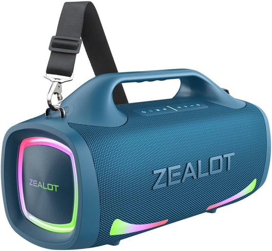 ZEALOT Bluetooth Speaker, 110W Peak(100W) Booming Sound Speakers Wireless, Dual Pairing, XBass, BT 5.3, 24000mAh Power Bank, Portable Outdoor Waterproof Speaker for Camping, Beach Party（Dark Blue