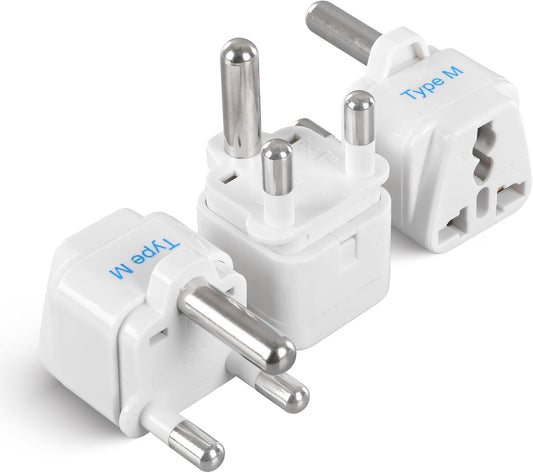 Ceptics South Africa Travel Plug Adapter (Type M) - 3 Pack [Grounded & Universal] (GP-10L-3PK)