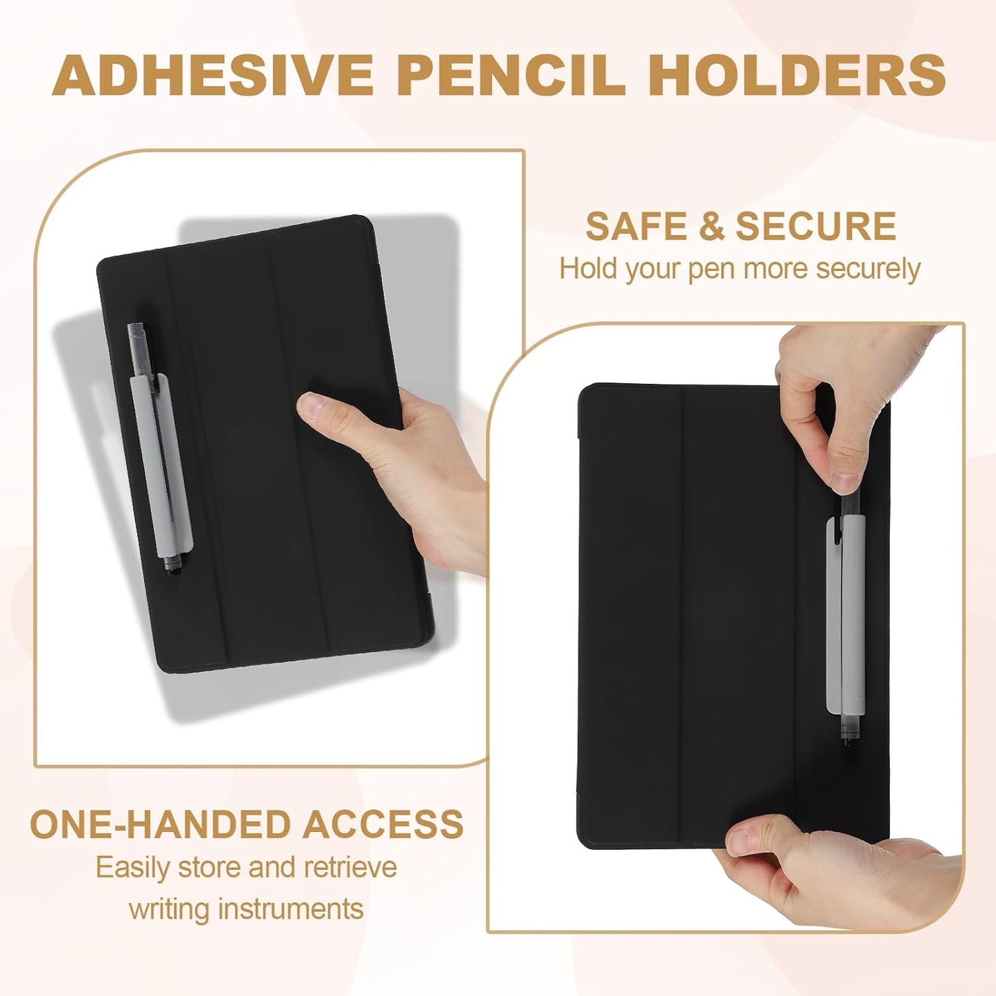 PATIKIL 2 Pcs Adhesive Pencil Holders, 105mm Long Universal Pencil Clip Silicone Pen Holder Office Pen Organizer for Desk Wall Clipboard Notebook Tablet Case Stylus, Grey