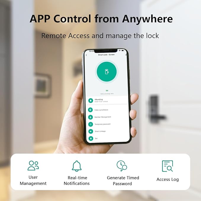 Smart Lock with Face Recognition, 3-in-1 Camera+ Doorbell+ Keyless Entry Door Handle, Palm Vein, Fingerprint, Keypad, WiFi Electronic Knob for Front Door and Bedroom,Motion Sensor,Tuya App