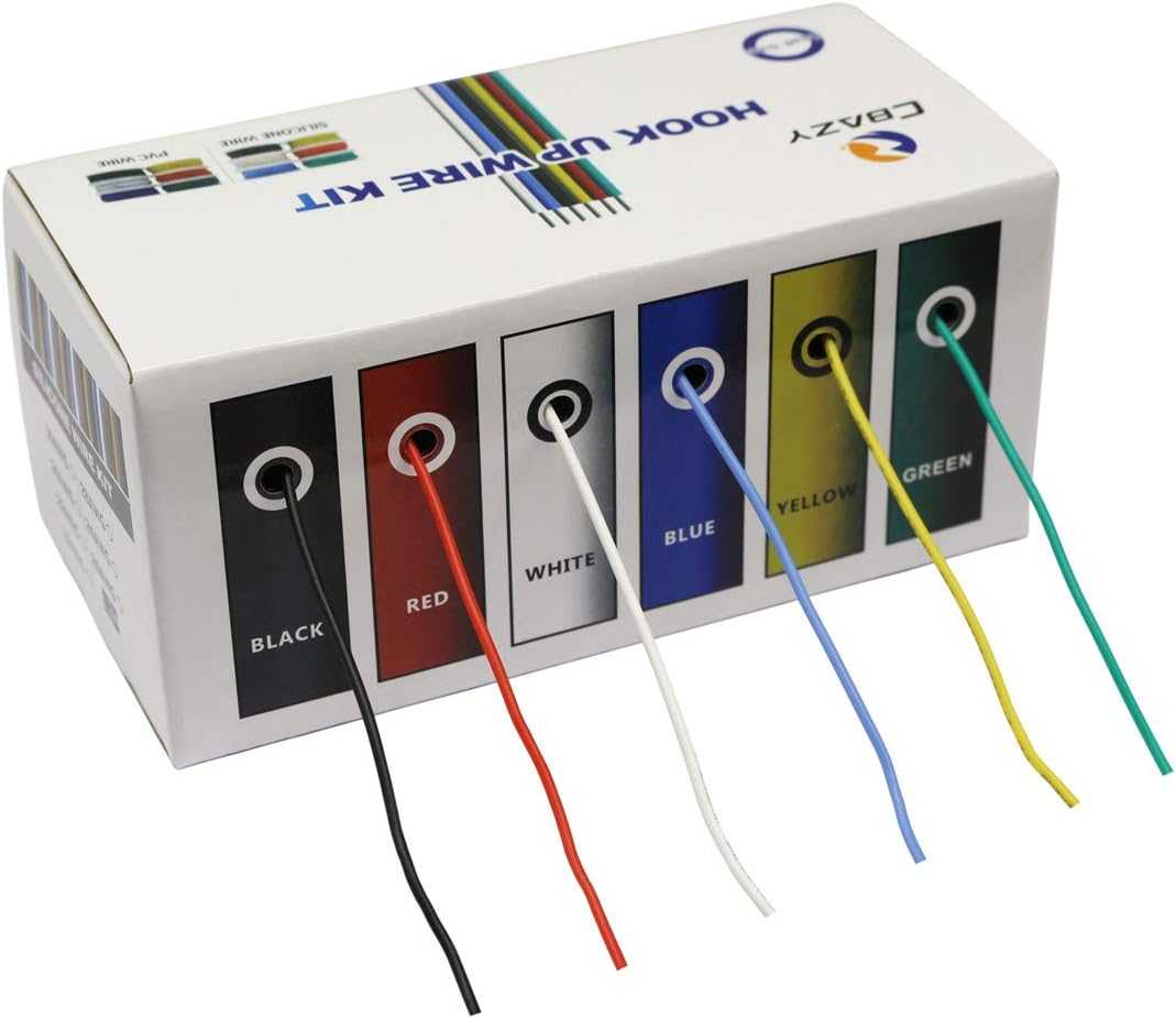 CBAZY™ Hook up Wire Kit (Stranded Wire Kit) 24 Gauge Flexible Silicone Rubber Electric Wire 6 Colors 19.6 feet Each 24 AWG