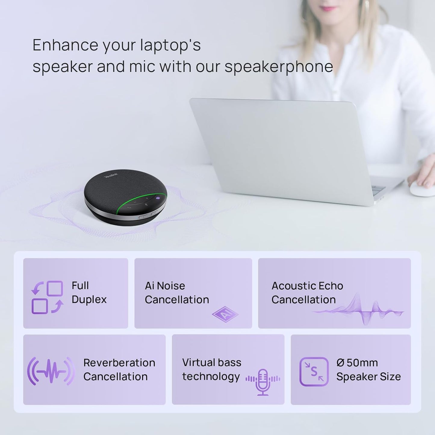 Yealink SP92 Bluetooth Speakerphone with Dongle Conference Speaker and Microphone Full-Duplex Noise Reduction 20h Teams Call 278g Wireless Portable Design Suit for 4-6 Meeting Room