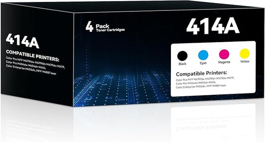 414A Toner Cartridge High Yield Replacement for MFP M479fdw Toner for 414A 414X 4 Pack Work for HP Color Laser Jet Pro MFP M479fdw M454dw M454dn M455dn MFP M480f M479dw M479fdn Printer (BK/C/Y/M)