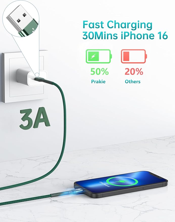 USB to USB C Cable Fast Charging 6FT, USB A to USB C Charger Cord, Upgraded Extra Durable Braided USBC Cable Compatible with iPhone 16 15 Pro Max,Samsung Galaxy S10 S9 Plus, LG and More -Green 2 Pack