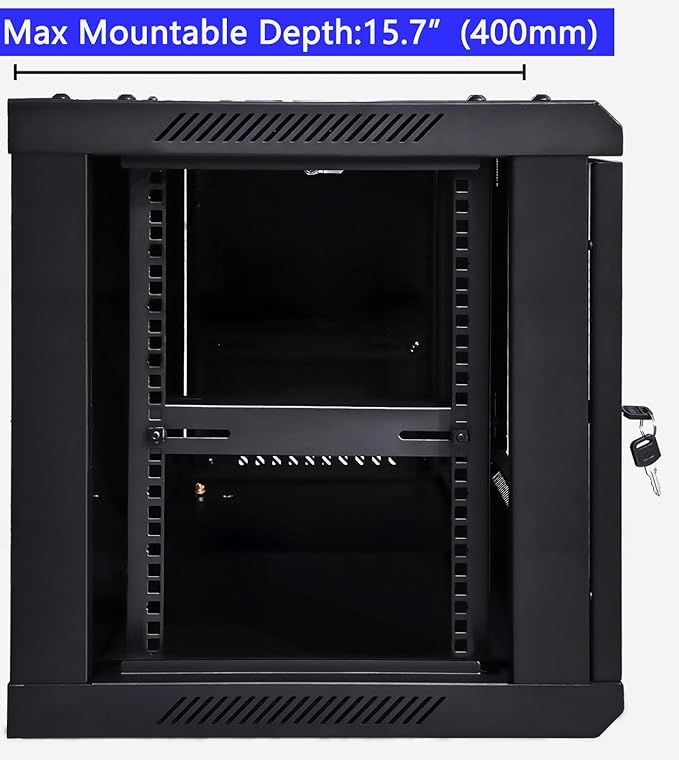 9U Wall Mount Server Cabinet Network Rack Enclosure Locking Glass Door by NETECABLE
