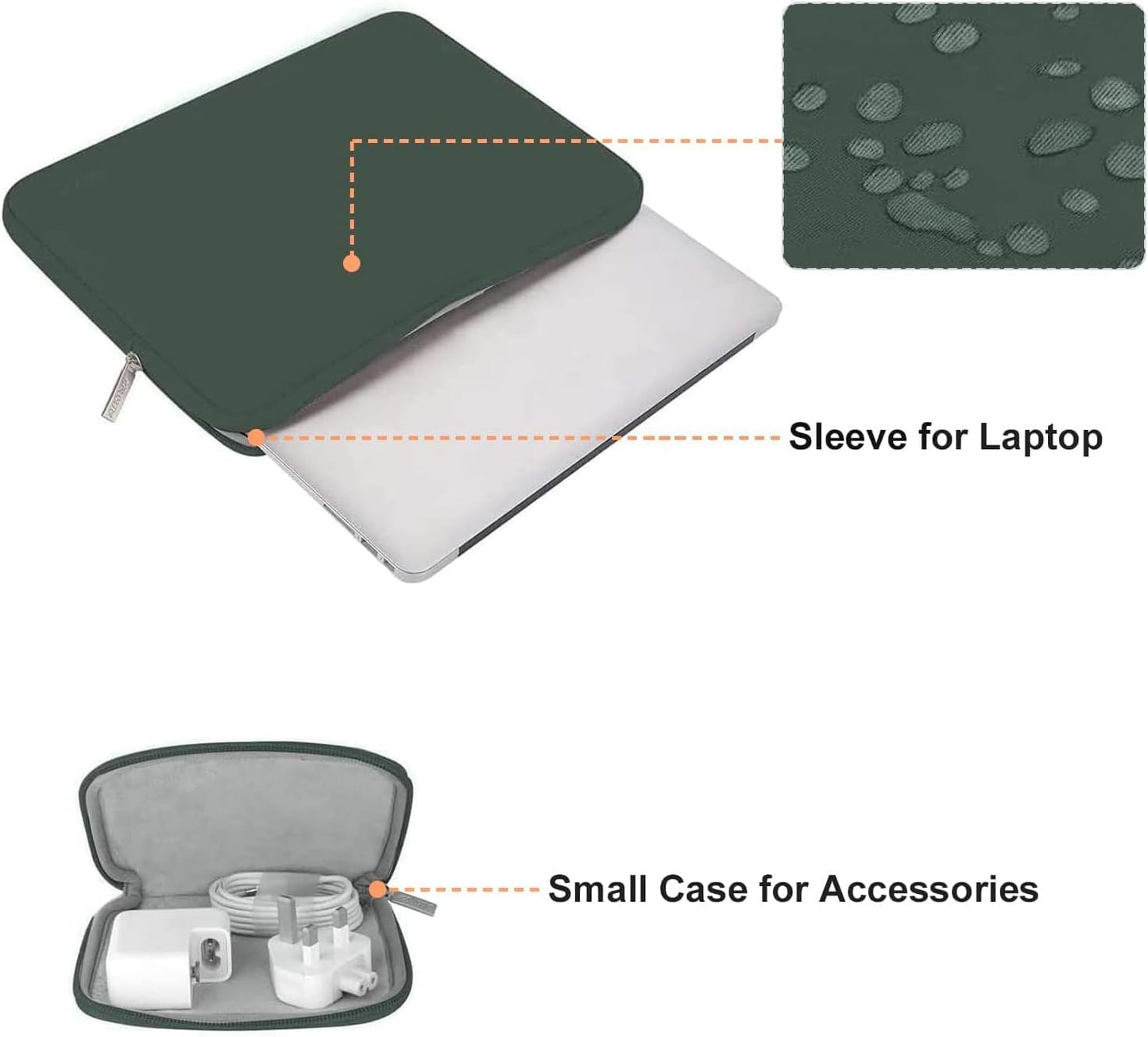 MOSISO Laptop Case 13 inch, 13 inch Laptop Sleeve Bag Compatible with MacBook Air 13 M4 M3 M2 M1 2025-2018 / Pro 13 M2 M1 2025-2016, Neoprene Computer Sleeve Bag with Small Case, Midnight Green