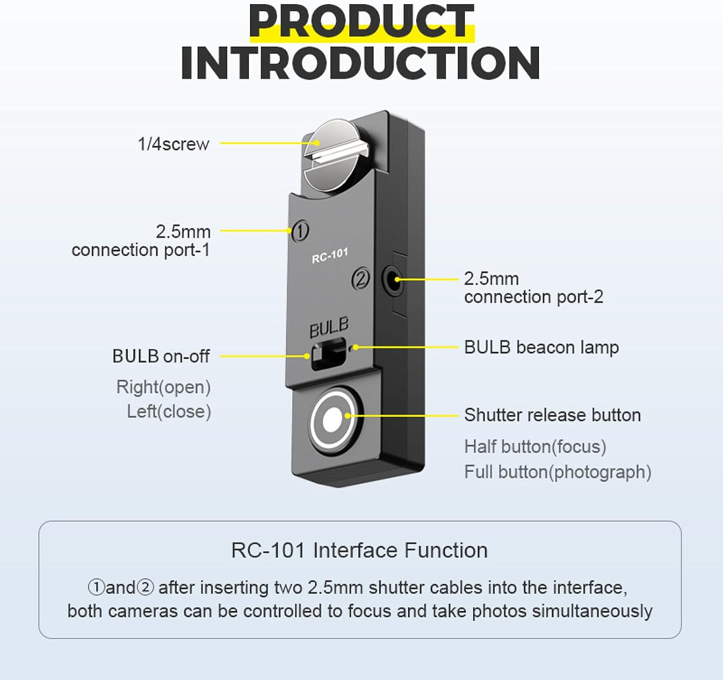 RC-101 S2 Shutter Release Remote Control for Sony a7/a7ii/a7iii/r2/r3/a6500 1/4 Stabilizer Extension Photo Key Accessories. Small Size Remote Control