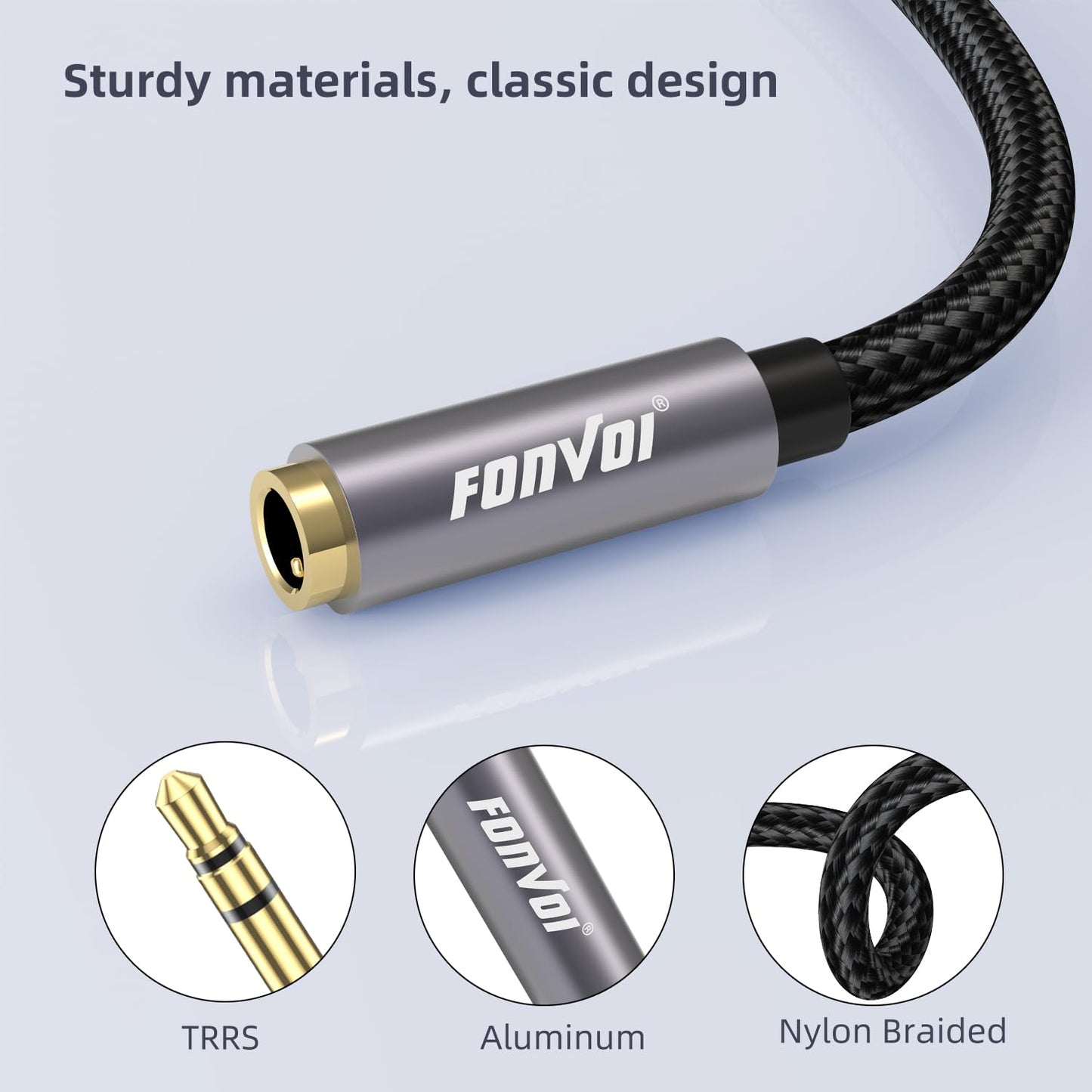FONVOi15FT 3.5mm Aux Jack Audio Extension Cable,Male to Female,TRS Headphone Extension Cable Compatible with Heaphone, MP3 Players iPhone iPad Tablets Media Player